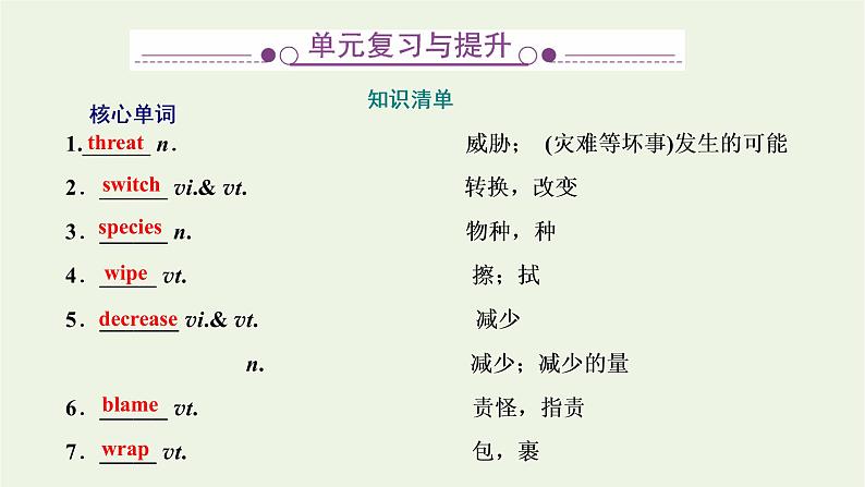 北师大版选择性必修第一册Unit3CONSERVTION单元复习提升课件第1页