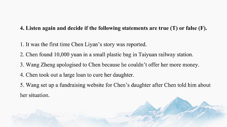 Unit 5 Listening and Speaking 课件 高中英语新人教版必修第三册（2022学年）06