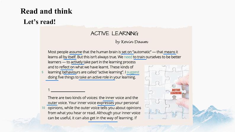 Unit 9 Learning Lesson 1 Active Learning（2）课件  高中英语新北师大版必修第三册（2022学年）06