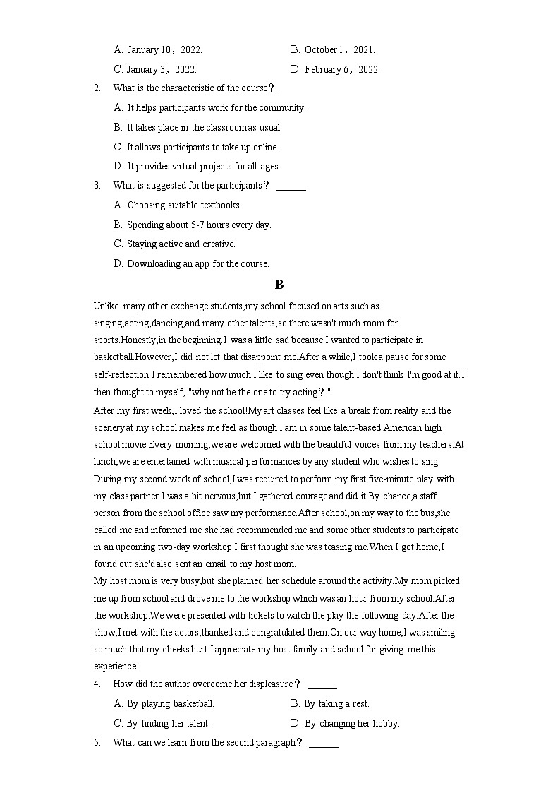 2022年陕西省渭南市高考英语二模试卷 （含答案解析）02