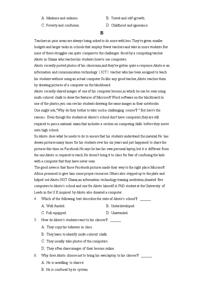 2021年山西省晋城市高考英语三模试卷（含答案解析）02