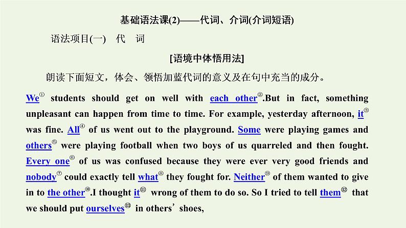 2022高考英语二轮复习第一板块语法系列专项提能基础语法课2代词介词介词短语课件外研版01