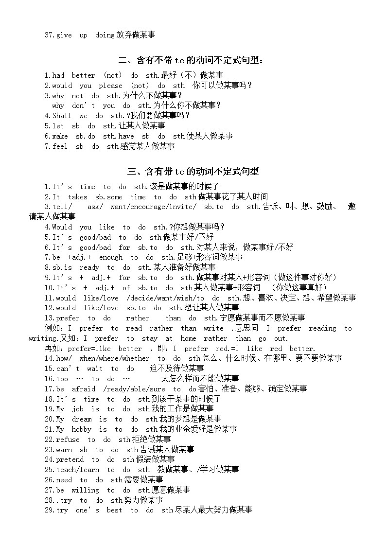 高中英语高考复习英语动词+doing和+to do 句型汇总（共七类）第2页