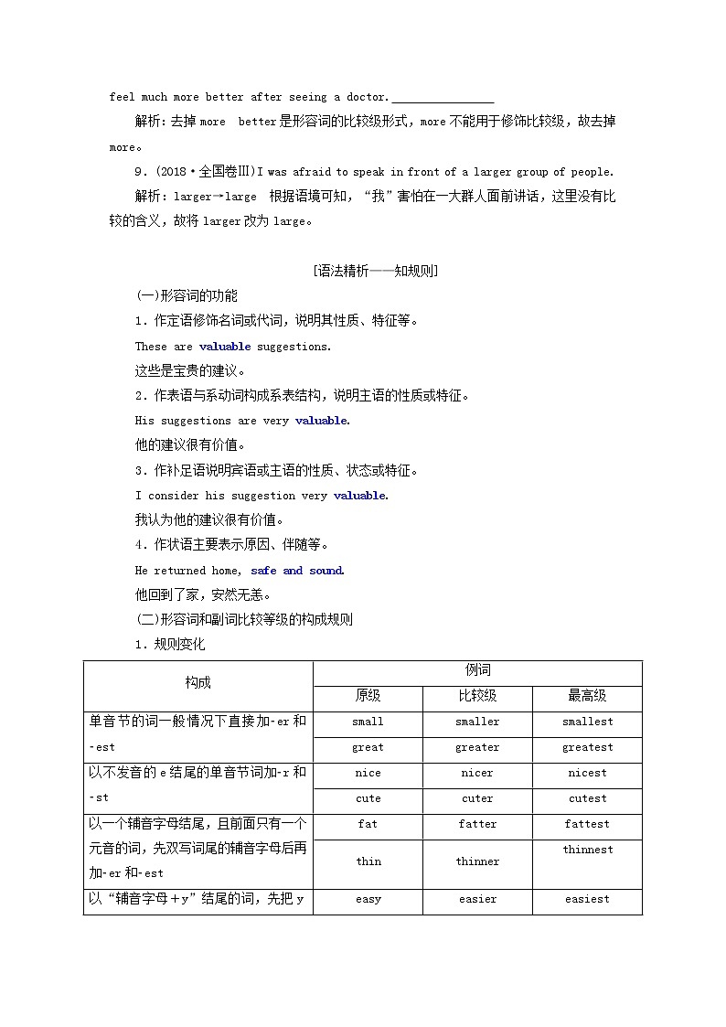 新人教版高考英语一轮复习句子成分下的语法第五讲从“定语”角度释解形容词介词和介词短语的用法规则学案第2页