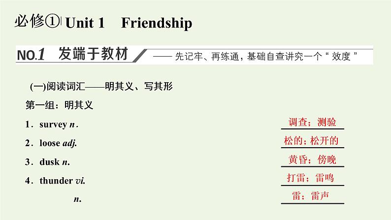 新人教版高考英语必修1一轮复习Unit1Friendship课件+学案+训练01