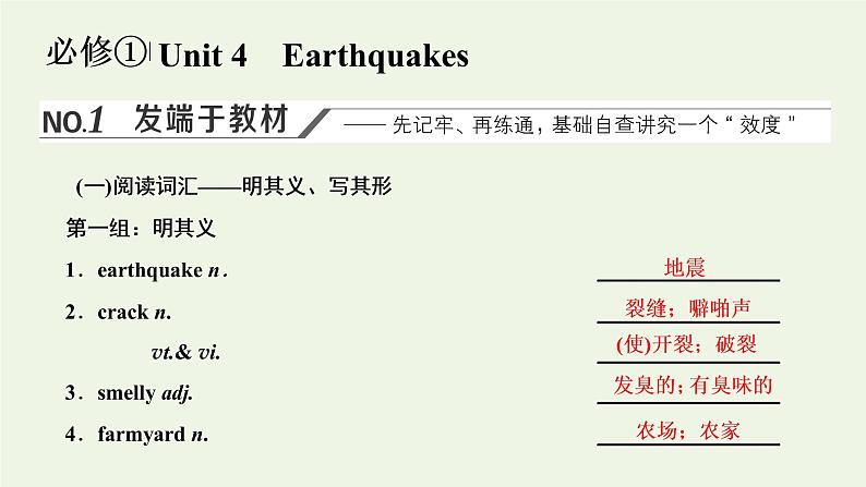 新人教版高考英语一轮复习Unit4Earthquakes课件新人教版必修1第1页