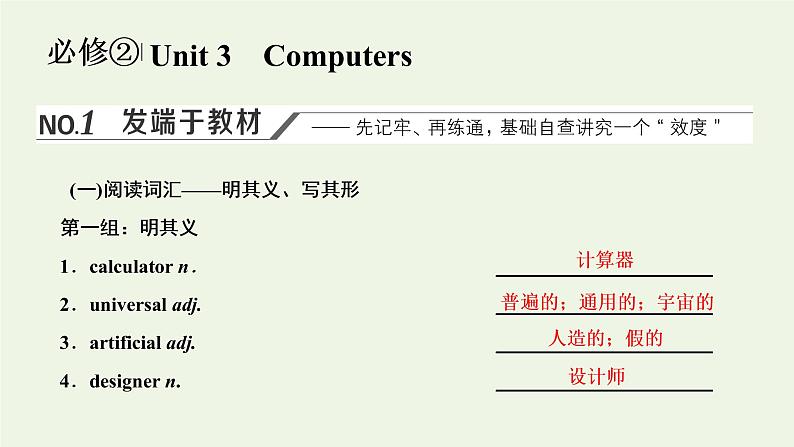 新人教版必修2高考英语一轮复习Unit3Computers课件+学案+训练01