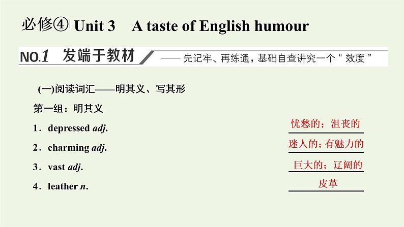 新人教版必修4高考英语一轮复习Unit3AtasteofEnglishhumour课件第1页