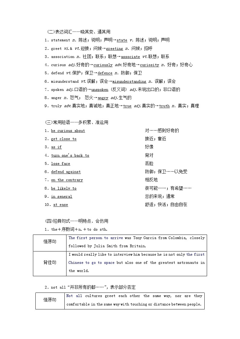 新人教版必修4高考英语一轮复习Unit4Bodylanguage学案第2页