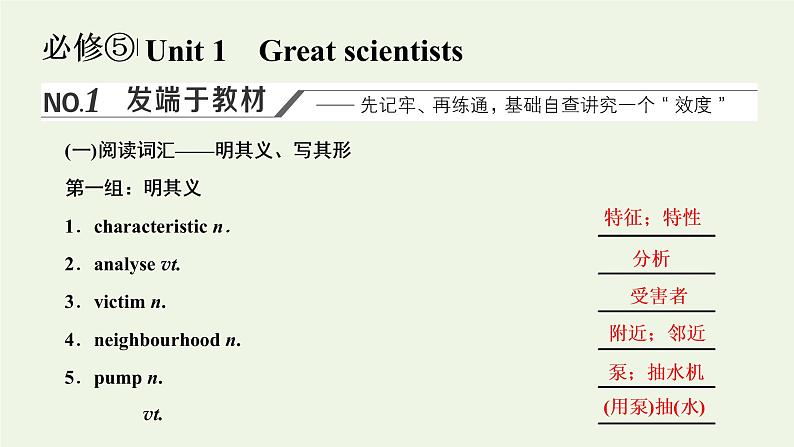 新人教版必修5高考英语一轮复习Unit1Greatscientists课件第1页