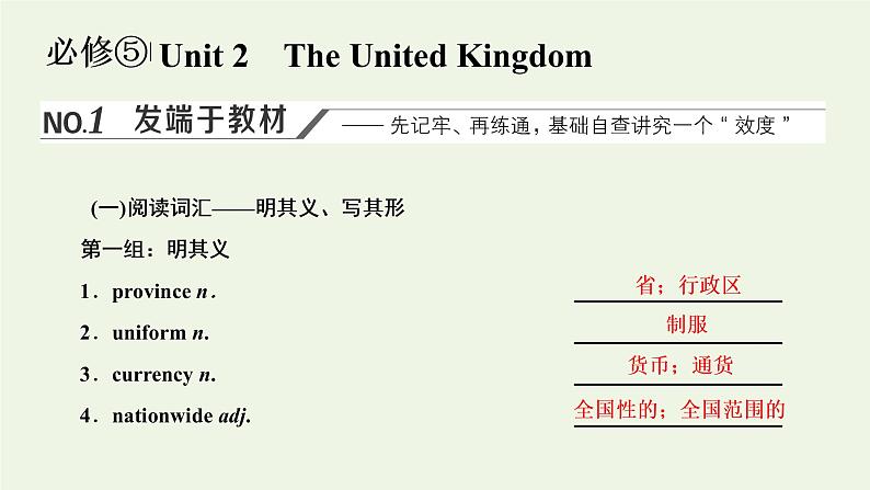 新人教版必修5高考英语一轮复习Unit2TheUnitedKingdom课件第1页