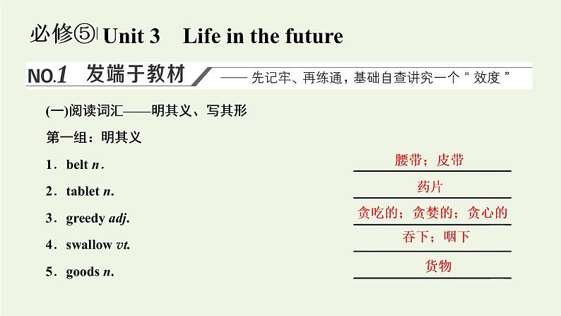 新人教版必修5高考英语一轮复习Unit3Lifeinthefuture课件第1页