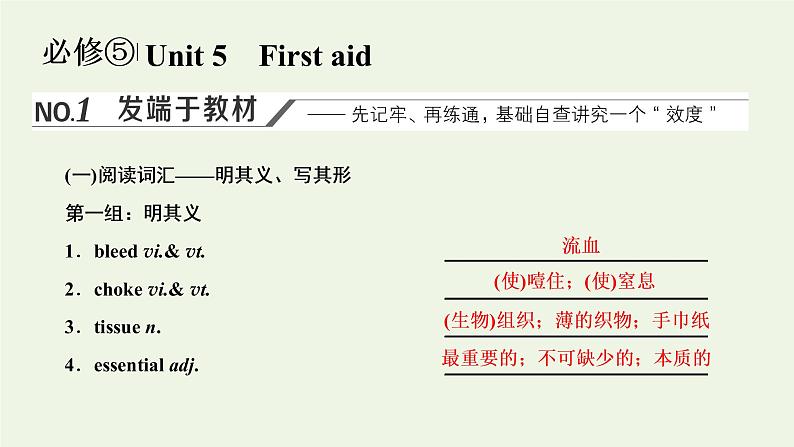 新人教版必修5高考英语一轮复习Unit5Firstaid课件第1页