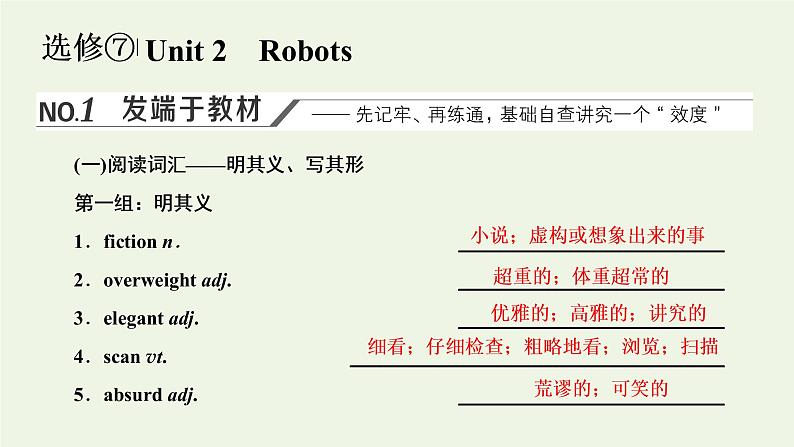 新人教版选修7高考英语一轮复习Unit2Robots课件第1页