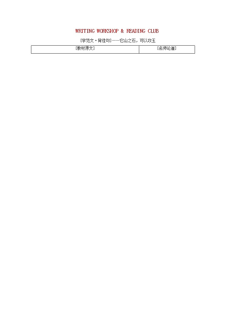 北师大版高中英语必修第一册UNIT2SPORTSANDFITNESSSectionⅦWRITINGWORKSHOP&READINGCLUB课件+学案+课时检测01