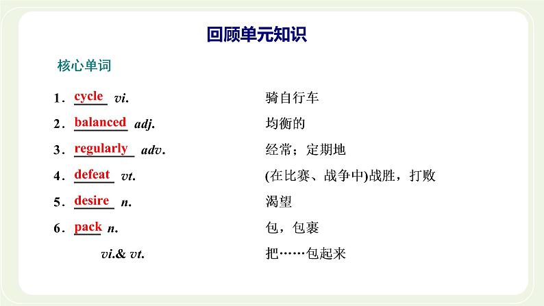 北师大版高中英语必修第一册UNIT2SPORTSANDFITNESS单元复习与提升课件+单元质量检测03