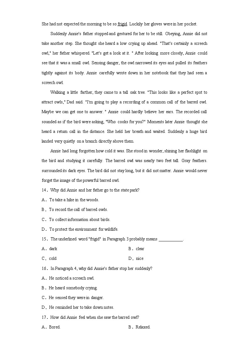 北京市东城区2016年高三上学期期末英语试题第3页