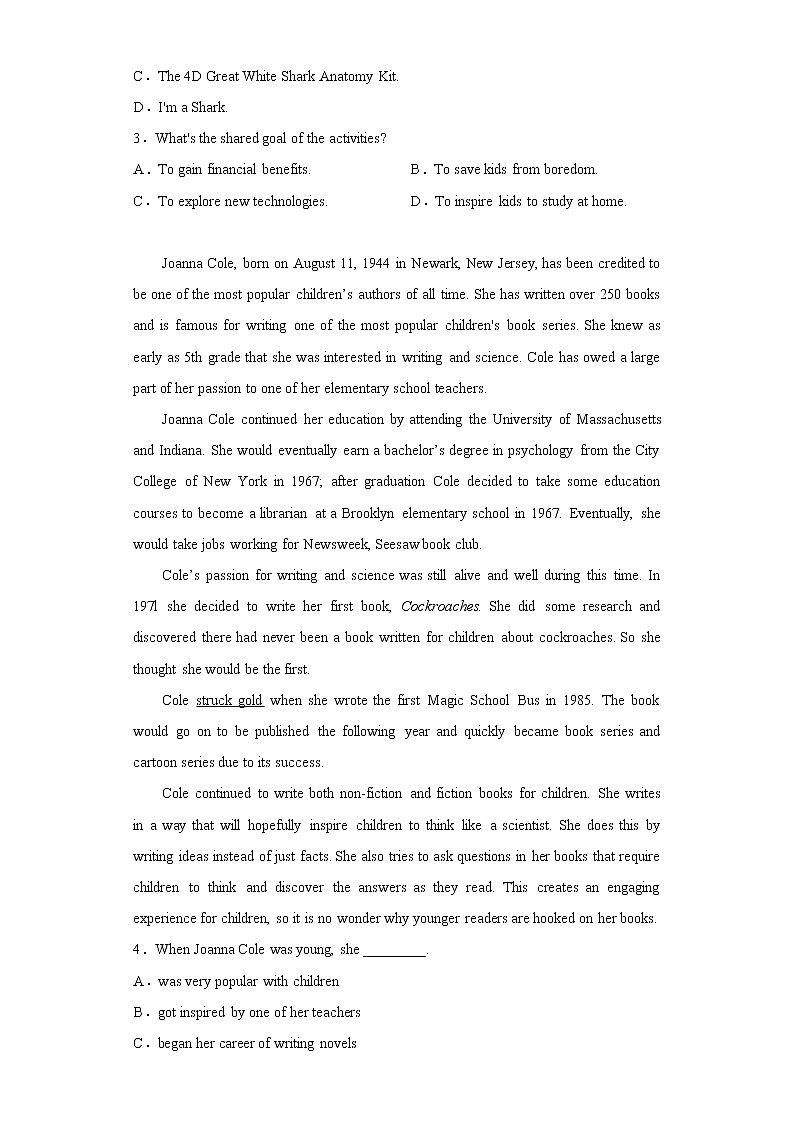 黑龙江省哈尔滨市第六中学2021-2022学年高三上学期期末考试英语试题02