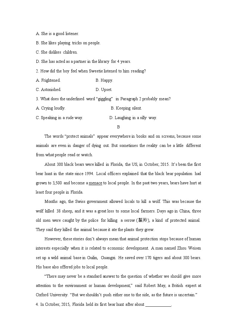 外研版高中英语必修1Unit 5 Into the wild 单元测试03