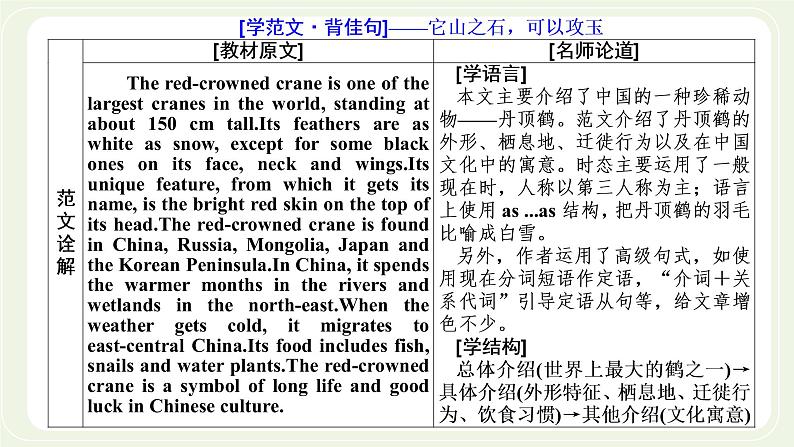 外研版高中英语必修第一册Unit5IntothewildSectionⅣWritingananimalfactfile课件+学案+单元质量检测02