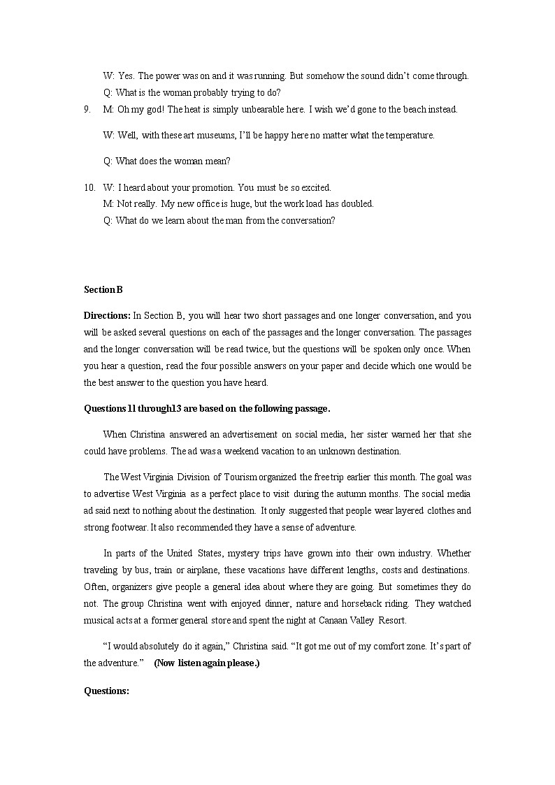 2020届上海市徐汇区高三二模英语试题  PDF版 听力02