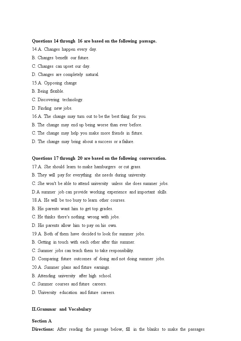 2022届上海市宝山区高三英语二模(含答案) 试卷练习03