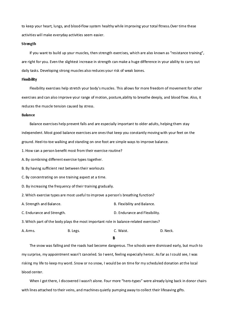 2022届重庆市育才中学校高三下学期3月月考英语试题含答案第3页