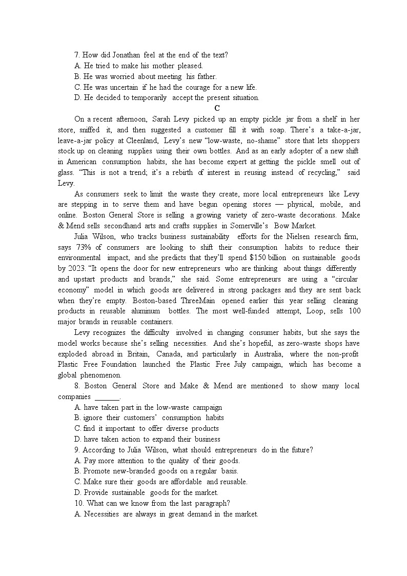 江苏省徐州市睢宁县2021-2022学年高二下学期第三次线上质量检测英语试卷第3页