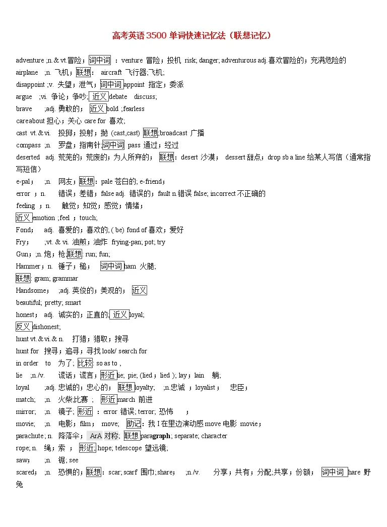 高考英语3500单词快速记忆法 联想记忆 教习网 课件下载