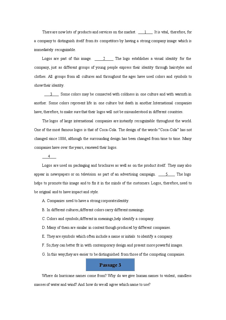 2022届高考英语阅读套餐加强练之七选五第2页