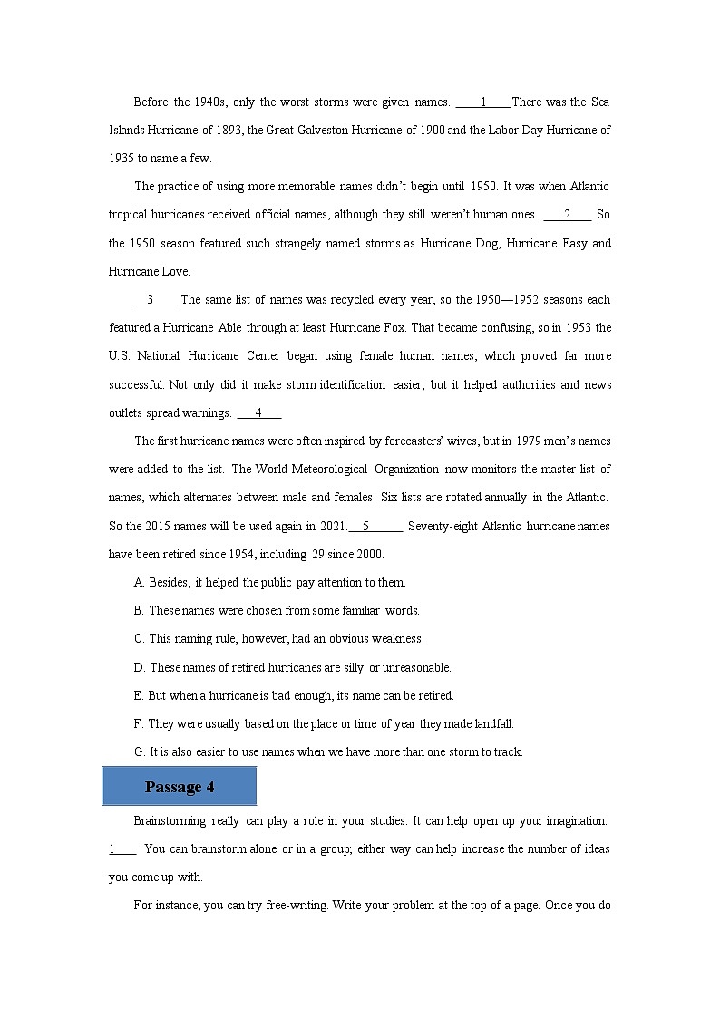 2022届高考英语阅读套餐加强练之七选五第3页