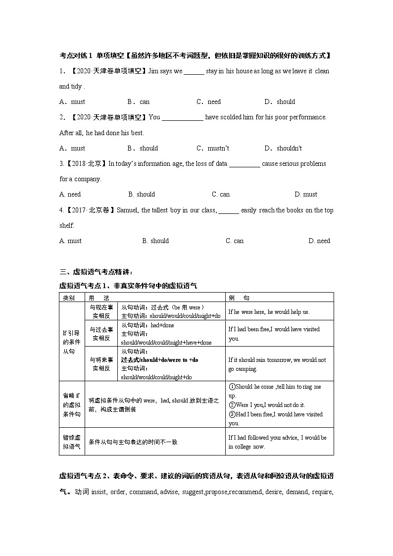 （学生版）11第十一章 情态动词与虚拟语气精讲与精练第3页