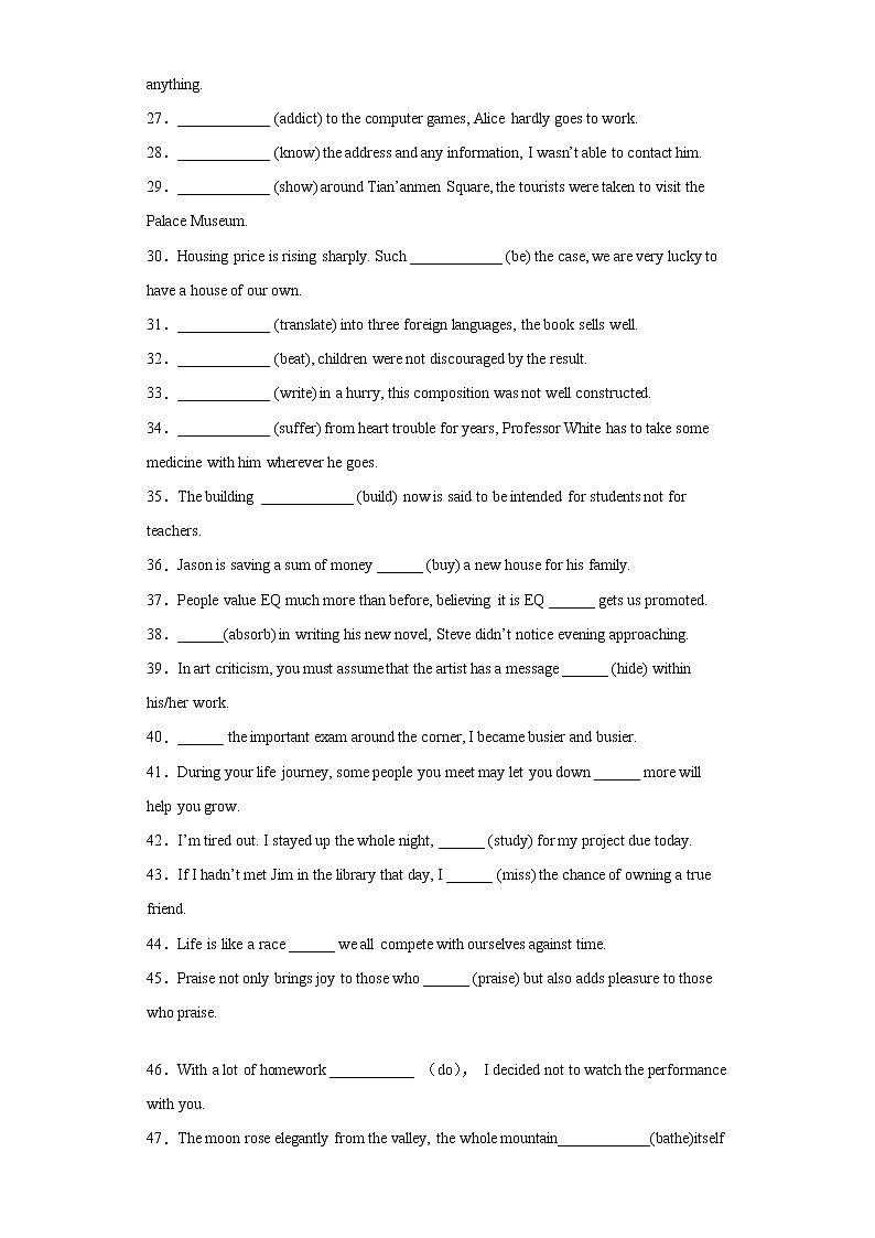 专题09 语法填空之独立主格结构专项-2022年高三英语一轮复习之语法填空第2页