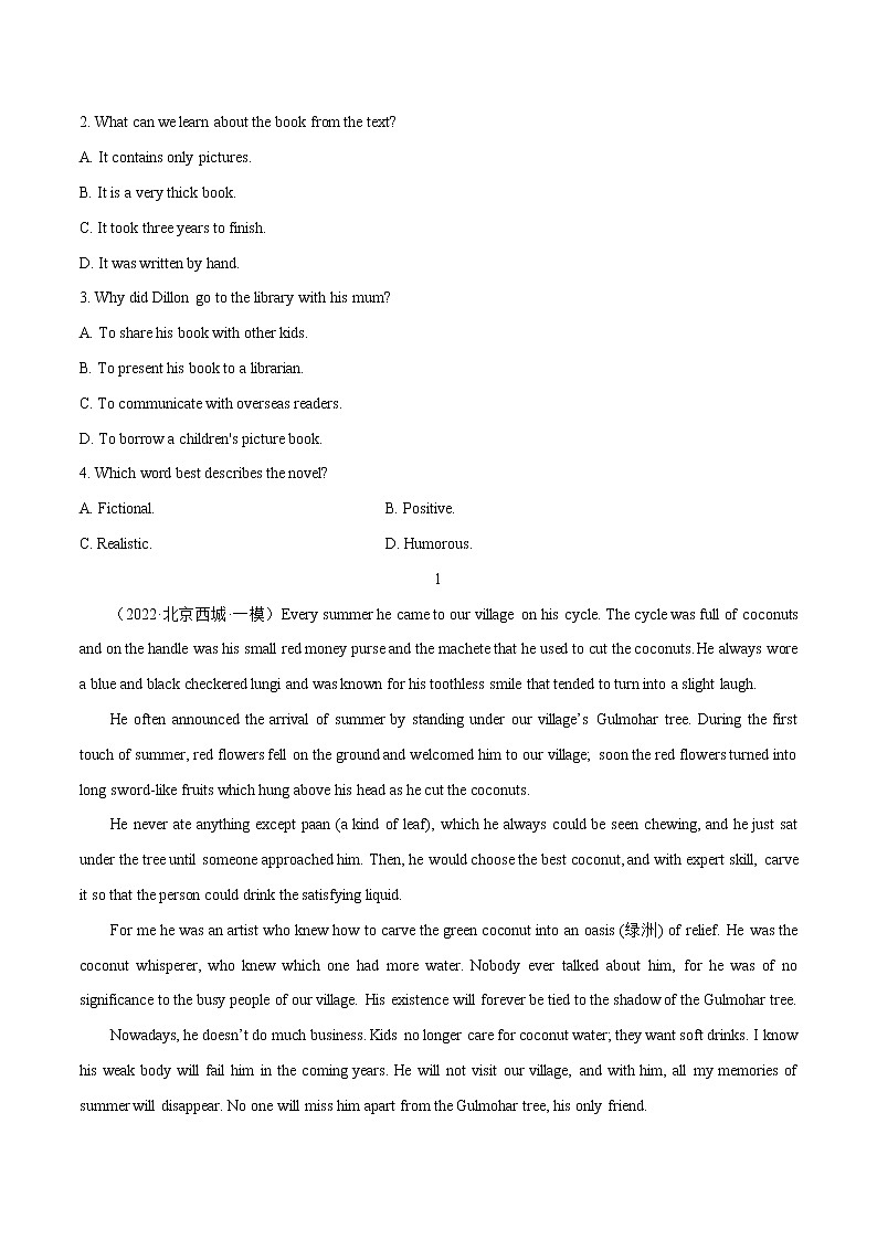 跟踪练01 阅读理解记叙文30篇1(原卷版)-冲刺2022年高考英语之名校阅读理解试题跟踪练(通用版)第2页