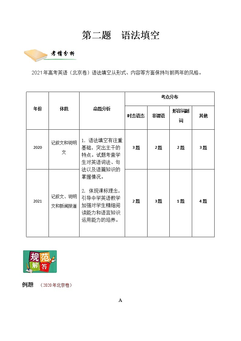 第二题  语法填空-2022年高三毕业班英语第X题满分练（北京专用）01