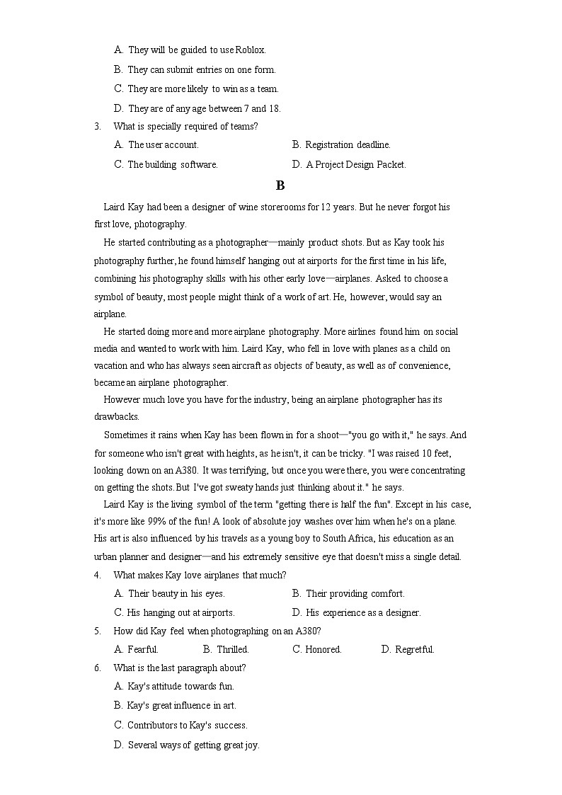 2021-2022学年河北省唐山市高三（第2次）模式考试英语试卷第2页