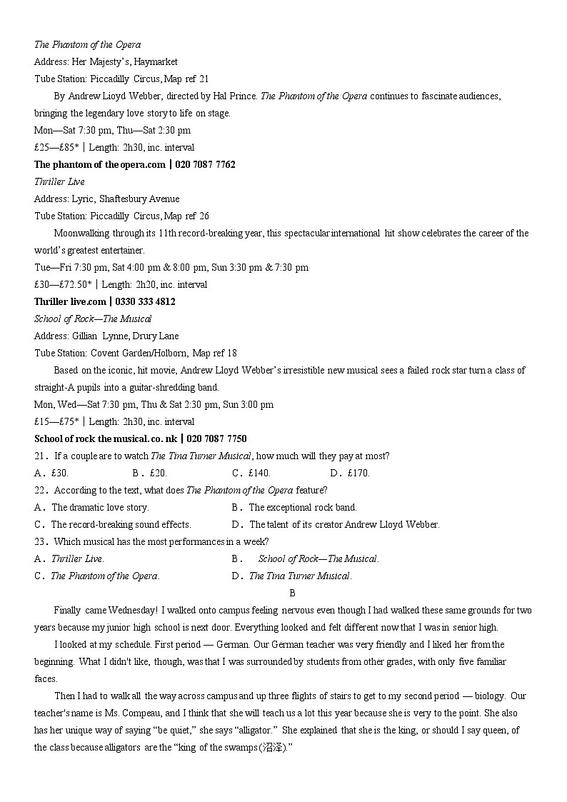 黑龙江省哈尔滨市第六中学2019级高三第三次模拟考试英语试卷及参考答案03