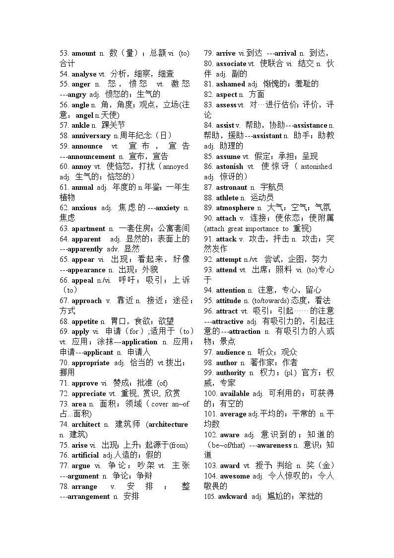 2022届高考英语考前30天冲刺好资料+1.+1000个阅读理解高频词查漏补缺第2页