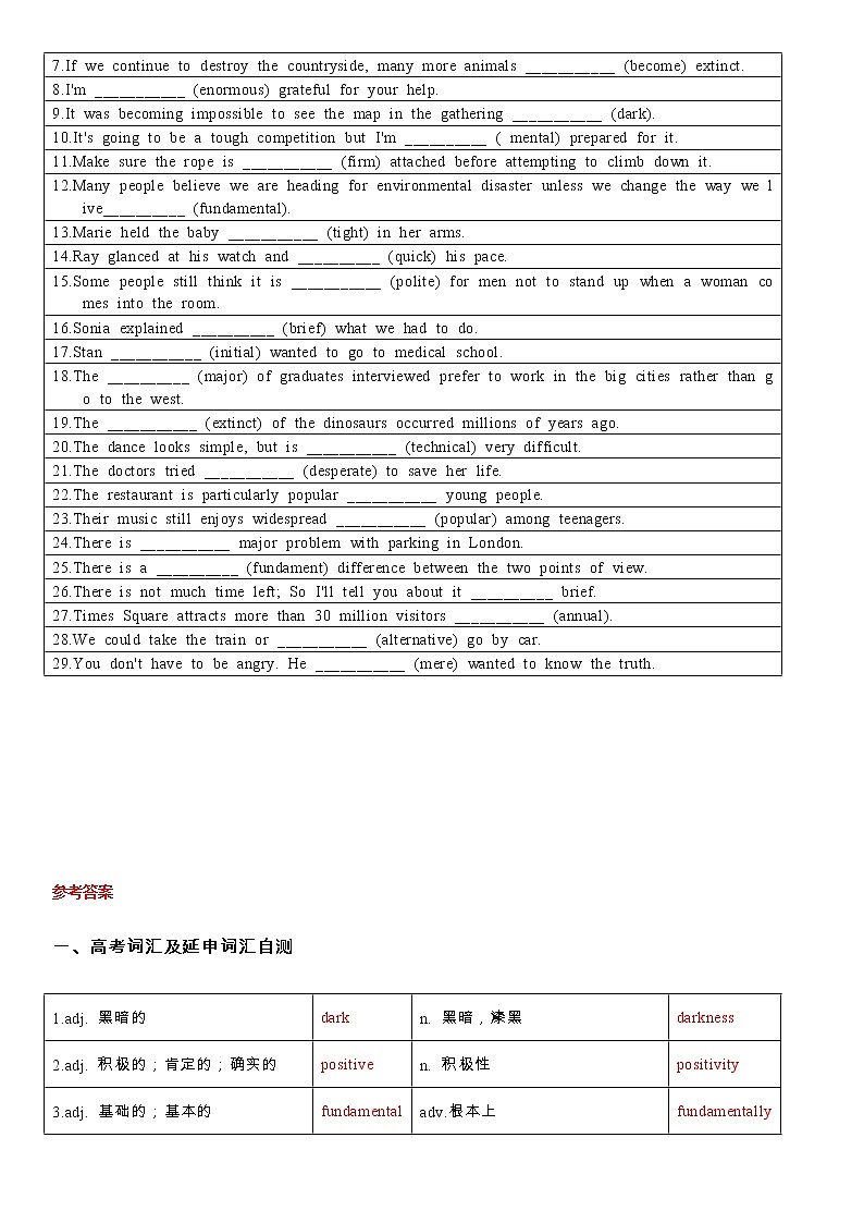 2022届高考词汇及延伸词汇自测及语法填空练习（2）第3页