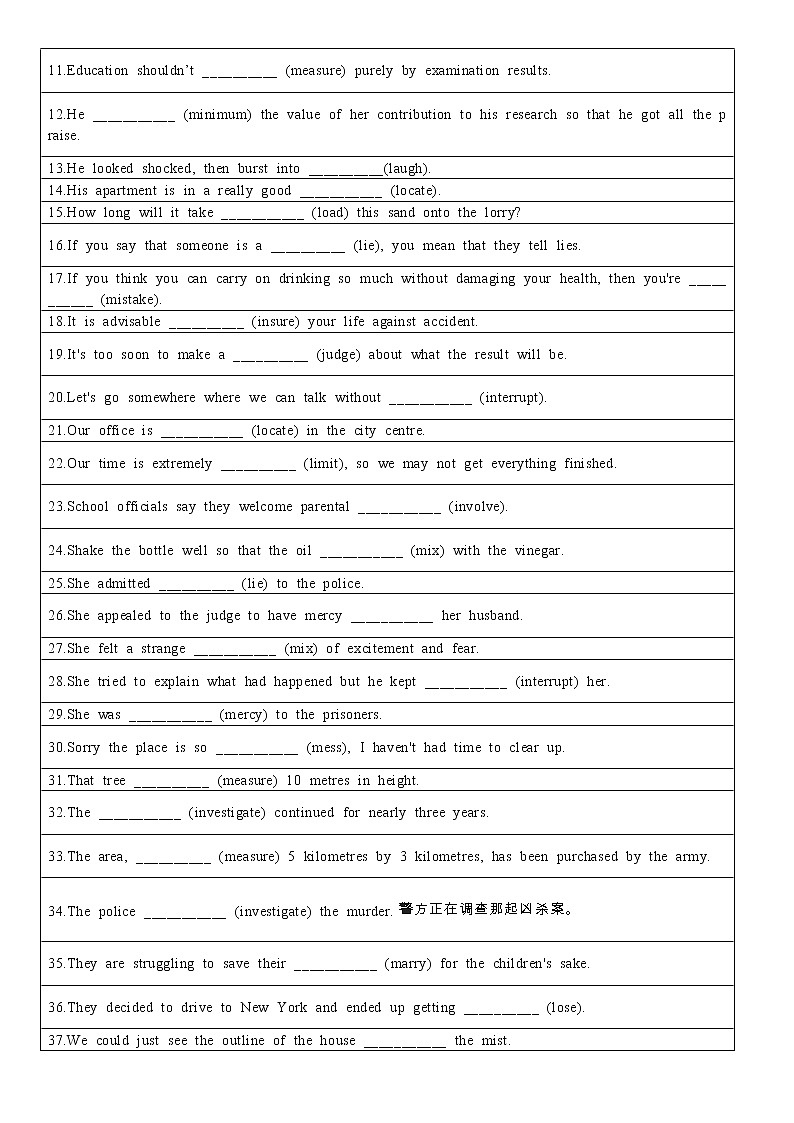 2022届高考词汇及延伸词汇自测及语法填空练习（11）第3页