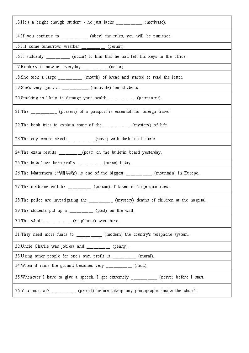 2022届高考词汇及延伸词汇自测及语法填空练习（12）第3页