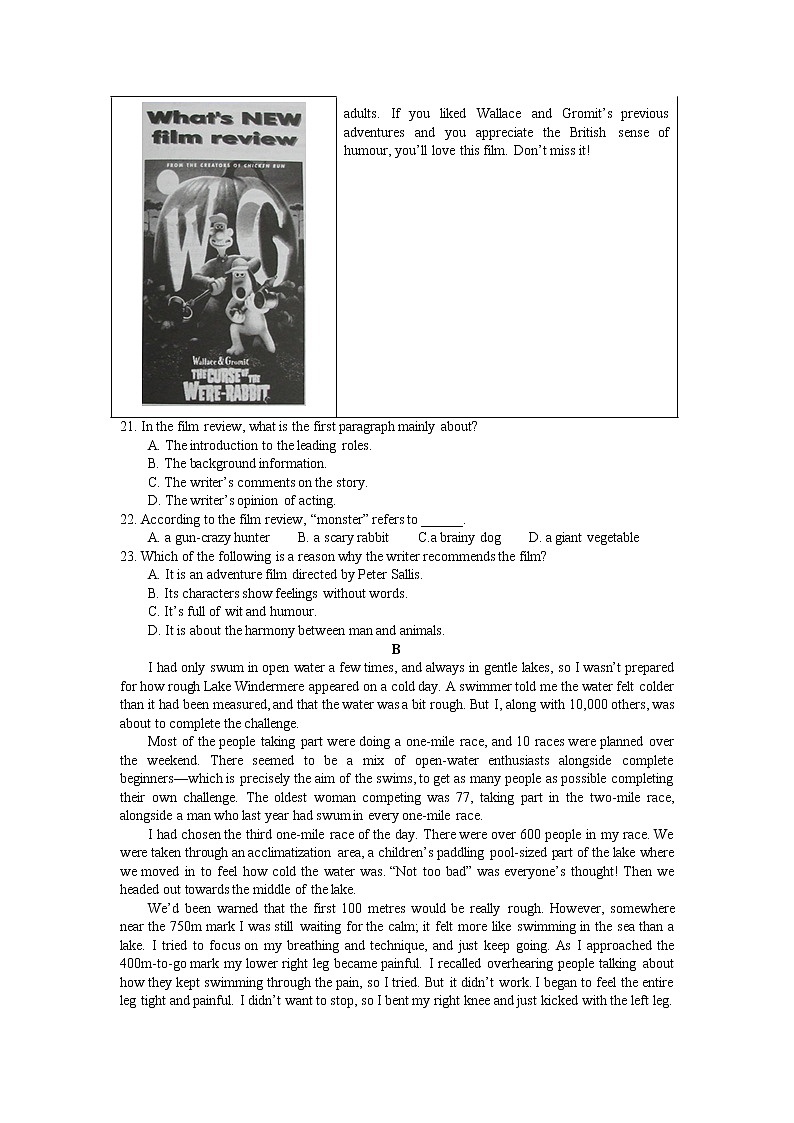 2021长治二中校高一下学期第五次月考英语试卷含答案03