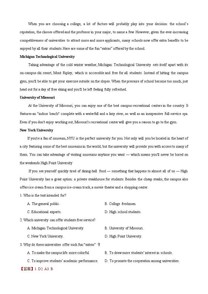 专题01（阅读理解之应用文） 第04期 2022届高三英语百所名校好题分类快递（解析版）第2页