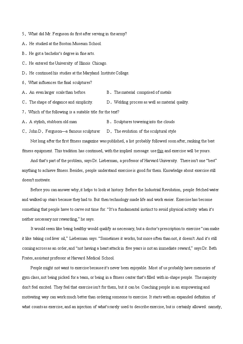 专题01 阅读理解（第05期）-2022届新高考名校英语好题速递分项汇编（学生版）第3页