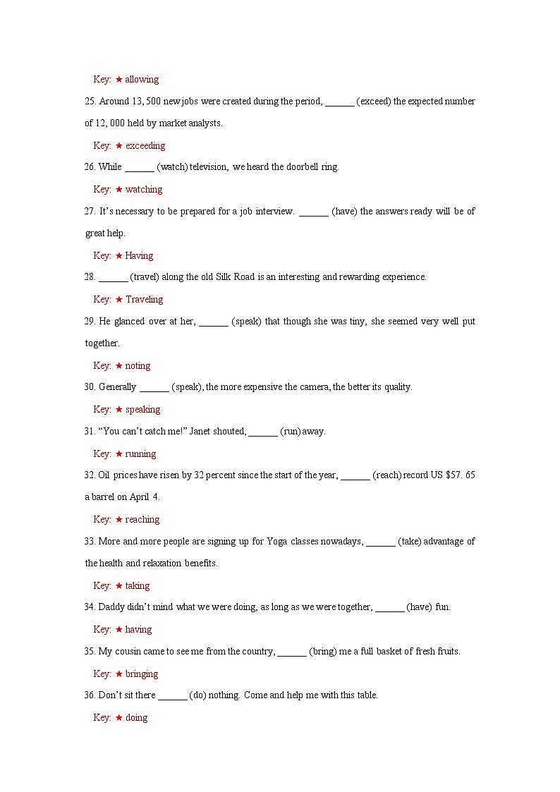 3.2  动词（2）-ing分词(76) （难度 低）  -2022年高考英语语法填空考点分解练第3页