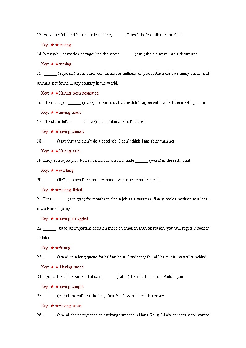 3.3  动词（3） -ing分词(44题)  (难度 中高)  -2022年高考英语语法填空考点分解练第2页