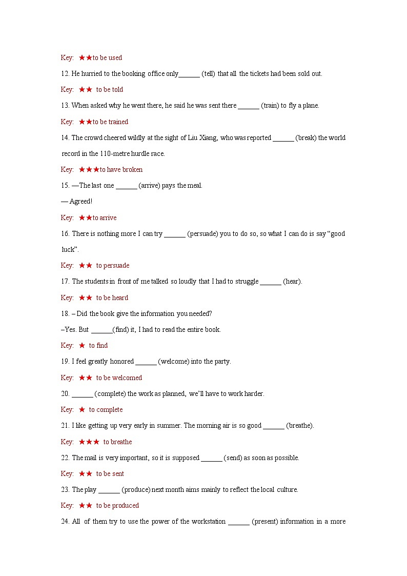 3.4  动词（4） 不定式（69题）  -2022年高考英语语法填空考点分解练02