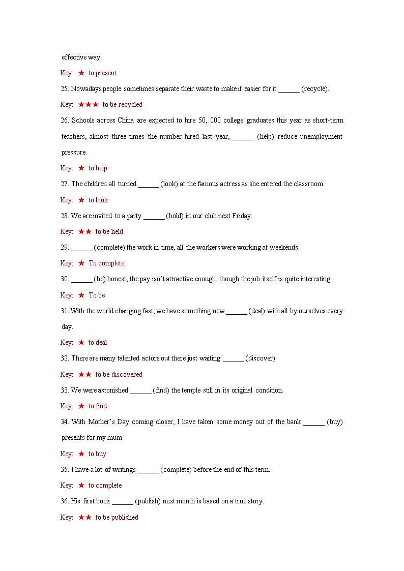 3.4  动词（4） 不定式（69题）  -2022年高考英语语法填空考点分解练03