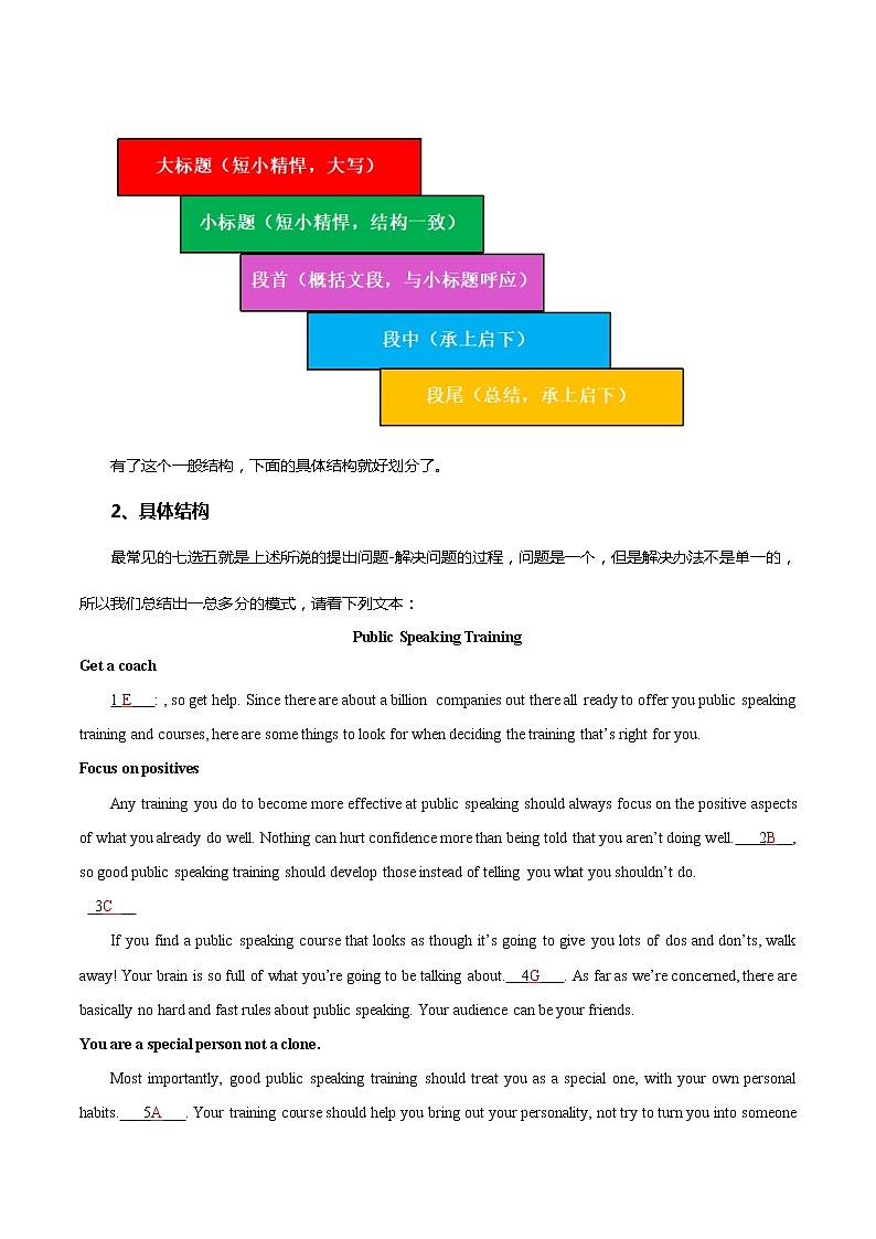 第7讲 语篇阅读之七选五信息结构化整理-2022年高考英语语篇阅读结构化详解第2页