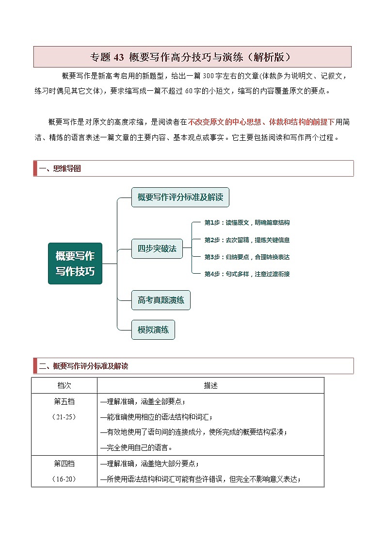 专题43 概要写作高分技巧与演练（解析版）第1页